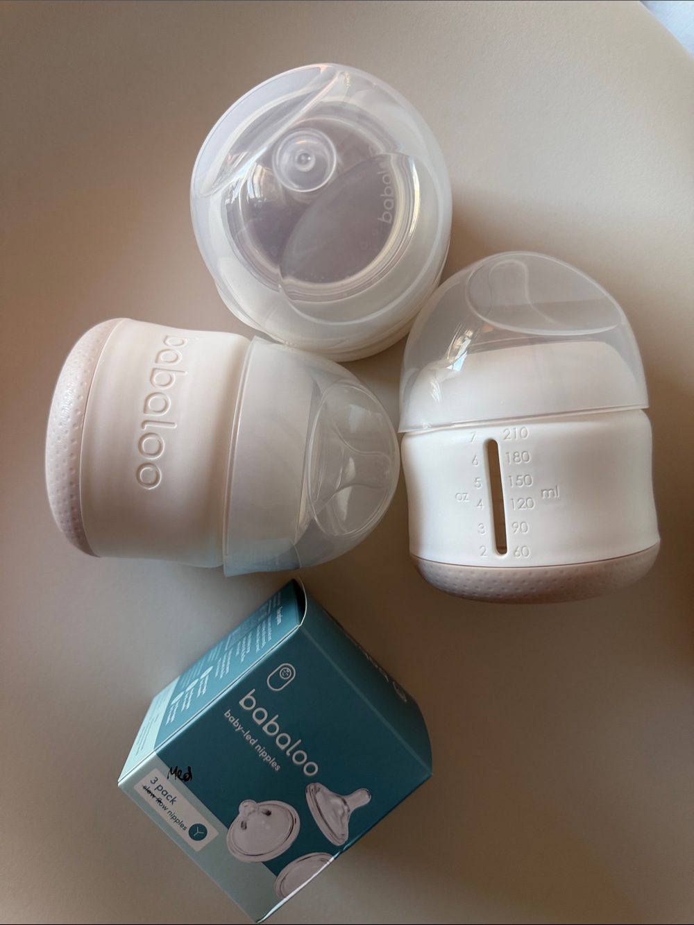 Babaloo White Cream Baby Bottle Set - 210ml Soft-Touch Bottles